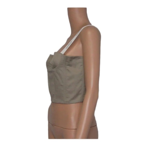 NWT ROKH Tan Logo Ribbon Bustier Crop Top Size 38, US 4-6 - Picture 7 of 9